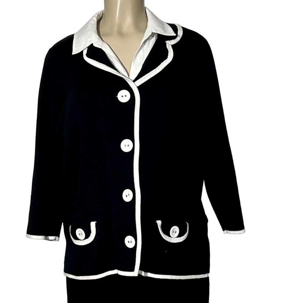 TanJay Jacket Women's Medium Shacket Black & White Classy Sophisticated Work